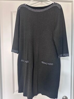 Alyx Black Midi Dress with Silver Trim